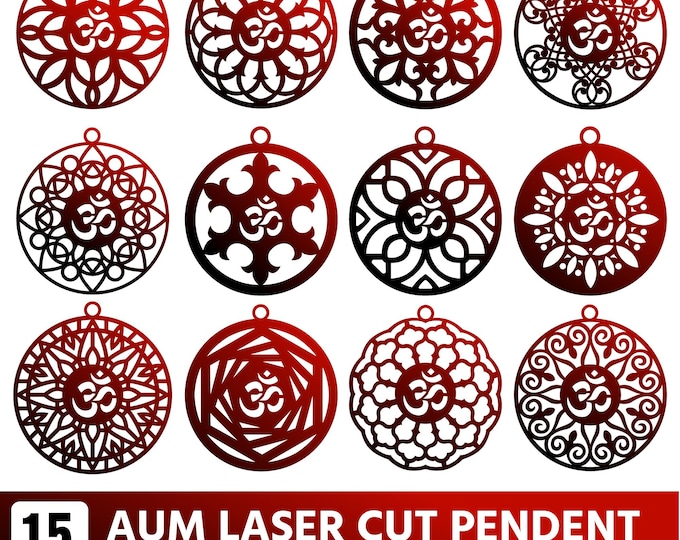 Aum Laser Cut Pendant DXF, Om Wall Art File, Hindu Spiritual Decor, Mandala Ornament Design, Laser Cut Jewelry & Home Decor