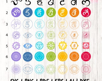 7 Chakras Meditation SVG: 7 chakras Yoga Mandala Clipart  svg png (Digital Cut File)