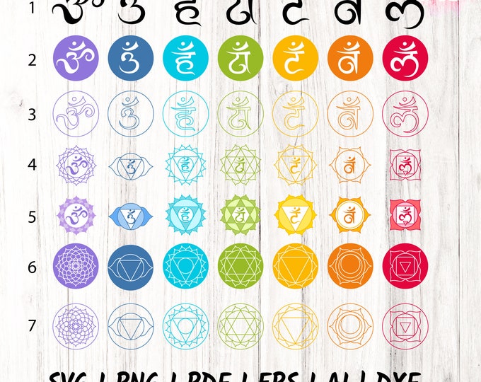 7 Chakras SVG set of 7, Namaste Clipart png, Yoga SVG, Chakra SVG, Meditation cut file, Digital Cut File,  Cricut Silhouette Eps Png