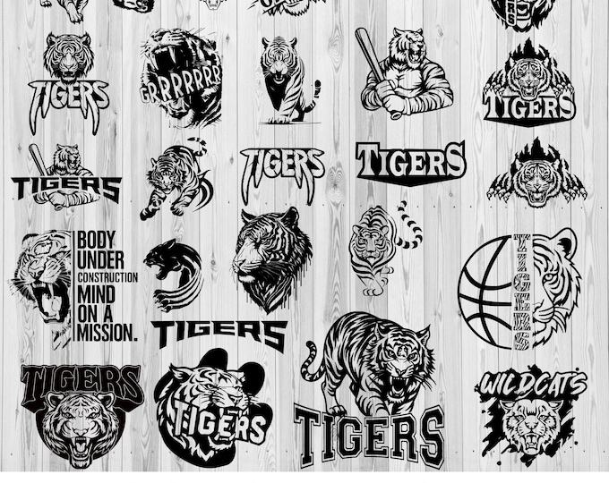 25 Tiger svg bundles, Tigers svg, Tiger, Tigers, Team, Clipart, Mascot, School, svg, eps, png, pdf, sublimation, cut file, htv, digital