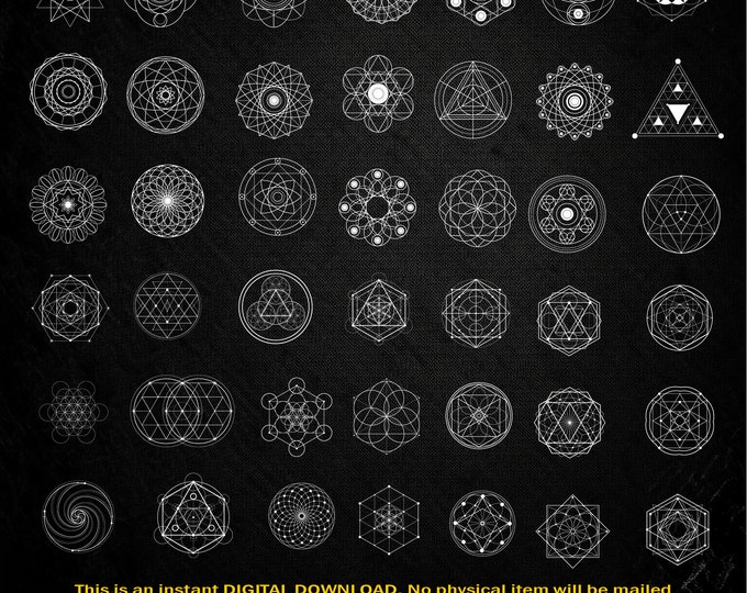Sacred geometry svg bundle, 42 sacred symbols, geometry mandala, svg ai eps png files, Cut files, Cricut, Silhouette, Glowforge