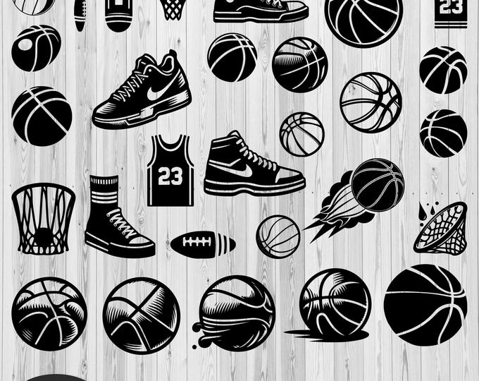 Basketball elements SVG PNG bundle, Team Logo, Cricut Files, Silhouette Files, Cut Files, PNG Files for Silhouette, Cricut, Cutting Plotter