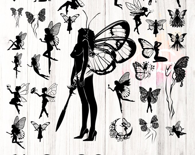 Butterfly angel Woman SVG, Girl Butterfly svg, Butterfly flower svg, Floral Butterfly Svg, Woman Butterfly Wings Svg Bundle, Butterflies Svg