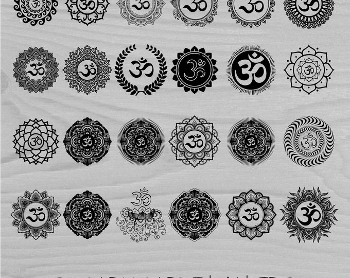 Aum Symbol Mandala bundle, Meditation Mandala,  Yoga Mandala cut file digital download, svg, png, Sankrit, Mantra , Instant, Dark silhouette