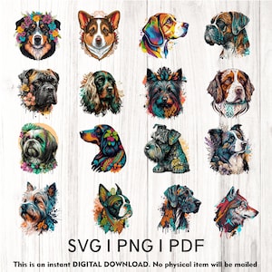 Dog Peeking SVG Bundle: German Shepherd, Golden Retriever (Digital Download