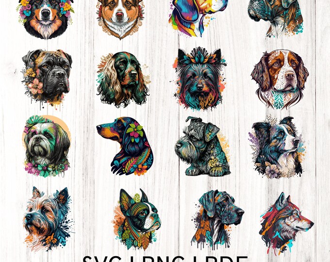 16 dog peeking svg png bundle , german shepherd png, australian shepherd cattle dog golden retriever pug husky, sublimation dog head png,
