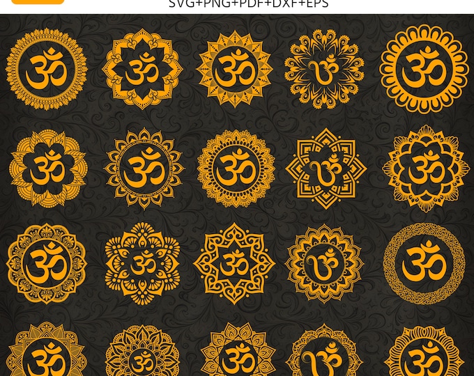 Aum Mandala SVG Bundle | Om Symbol Circle Mandala SVG png pdf | Yoga Meditation Spiritual Cut Files | Cricut Silhouette Laser CNC |