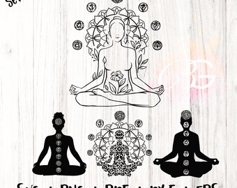 Chakras SVG Bundle: Yoga Mandala Meditation Vector (Digital Cut File)
