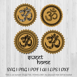Aum Sweet home mandala decorazione da parete, Mandala Svg, Aum Svg, Sanscrito Svg, Om sweet home PNG, Download digitale istantaneo file di taglio di benvenuto a casa