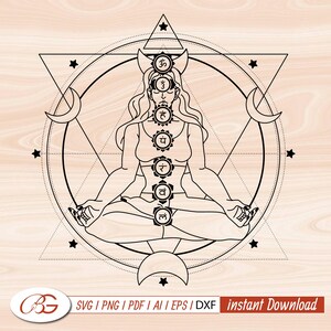 7 Chakras SVG Bundle | Namaste Clipart | Yoga, Meditation & Spiritual Cut Files | Cricut Silhouette png EPS PDF