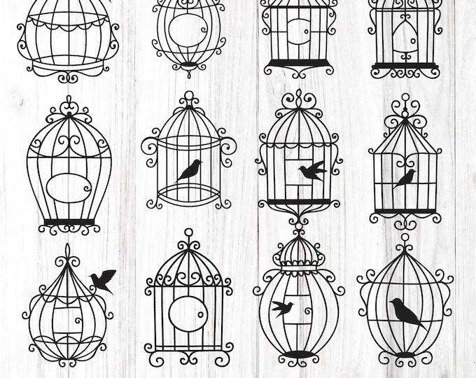 Bird Cage Svg Bundle, Cages Svg Cut File, Cage Vectors Silhouette, Cage Clipart, Bird Cage Png, Cage Eps, Garden Svg, Cricut and Silhouette