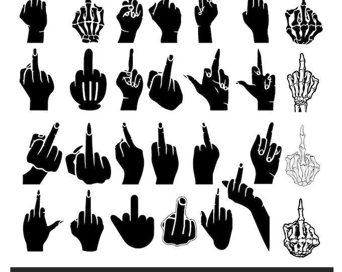 Middle Finger Skeleton Instant Download SVG, PNG, pdf, dxf, jpg digital download PNG Funny Download, finger Cricut silhouette F-off svg