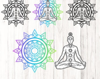 7 Chakras SVG Bundle – Mandala & Meditation Clipart (svg | PNG | DXF | pdf)