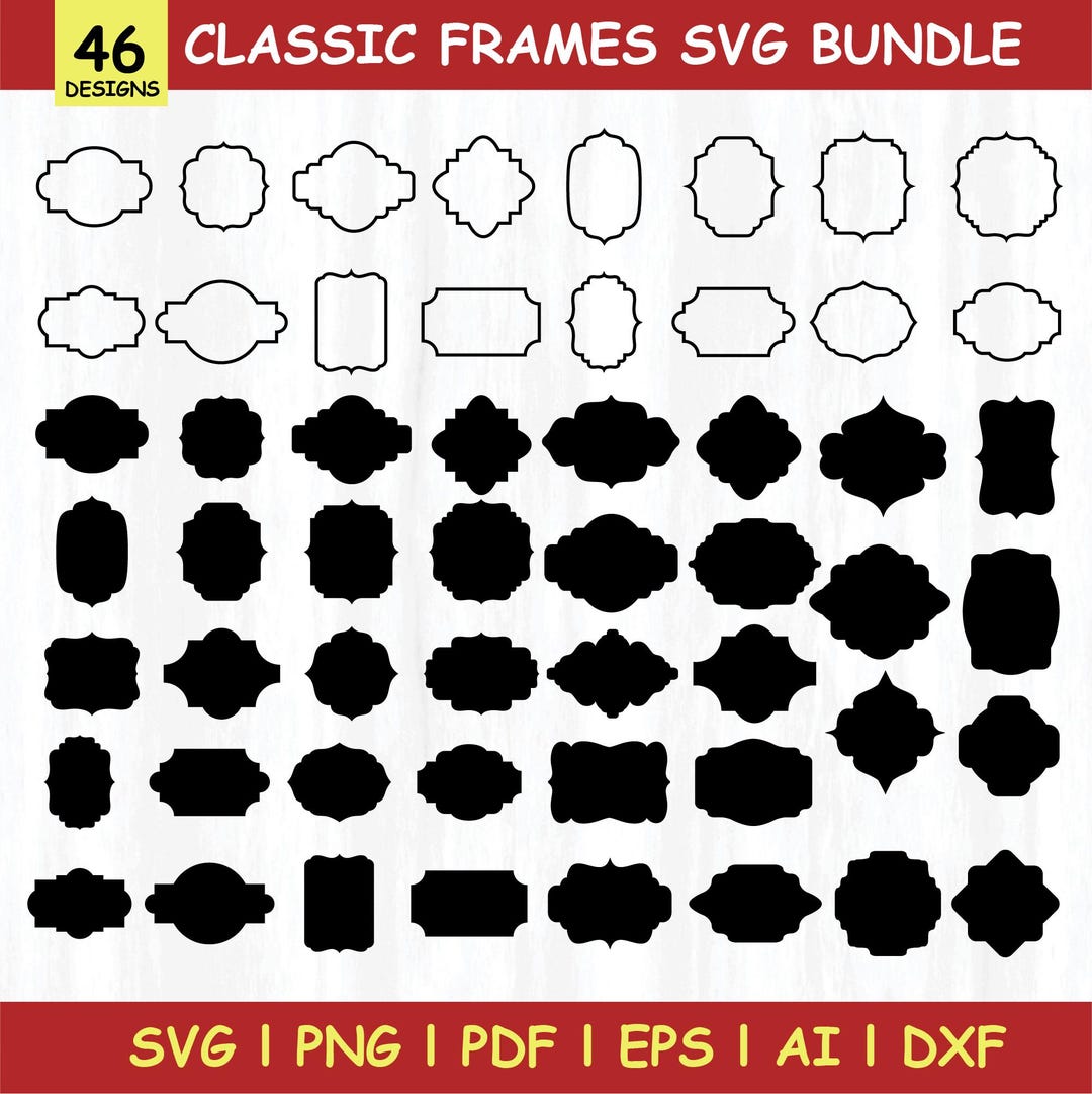 46 Classic Frames SVG Bundle, Labels, Borders (instant Download) - Etsy