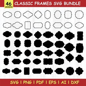 46 Classic Frames SVG Bundle, Vintage Label Decorative Borders (Instant Download)