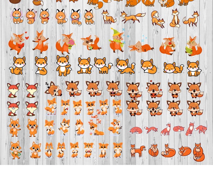 Fox cartoon bundle svg, cute animal cut file, clipart SVG For Cut file, animal hand drawn, svg, png, eps, for cricut Silhouette, Cameo, htv