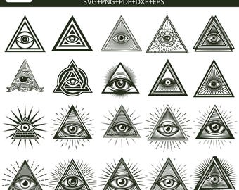 Illuminati Eye SVG Bundle, 20 All Seeing Eye Triangle Designs (Digital Download)