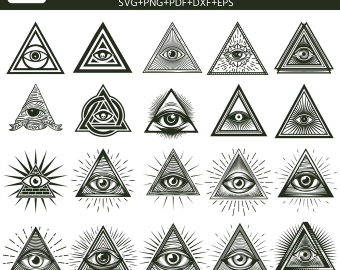 Eye of providence svg bundle, 27 options all seeing eye pack, eye set, Religious ai eps dxf png, Cut files, Cricut, Silhouette, Glowforge