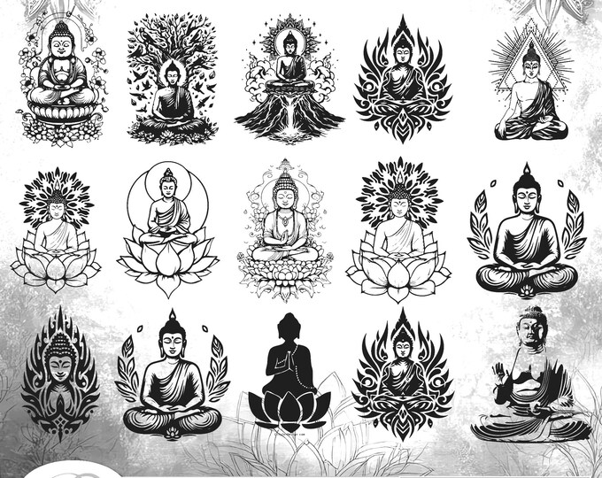 Buddha SVG Bundle: Hand-Drawn Tree Vector Illustrations (Digital Download)