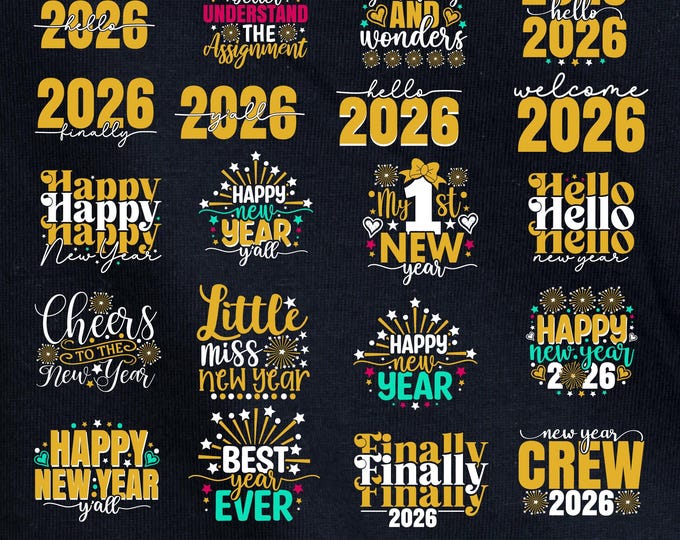 Happy New Year 2026 SVG Bundle: new year celebration Designs (Digital Download)