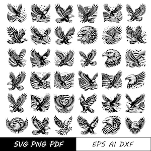 30 fliegender Adler mit USA Flagge SVG Bündel, Clipart Vektor Bild, Adler T-Shirt png, Sublimationsdesign, amerikanische Flagge svg