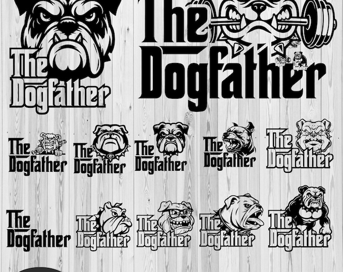 The Dogfather Pack   BUNDLE, Dog SVG Digital Download | Dog Silhouette svg, Dog face dxf, Dog Silhouette png, dog cut file, dog lover png