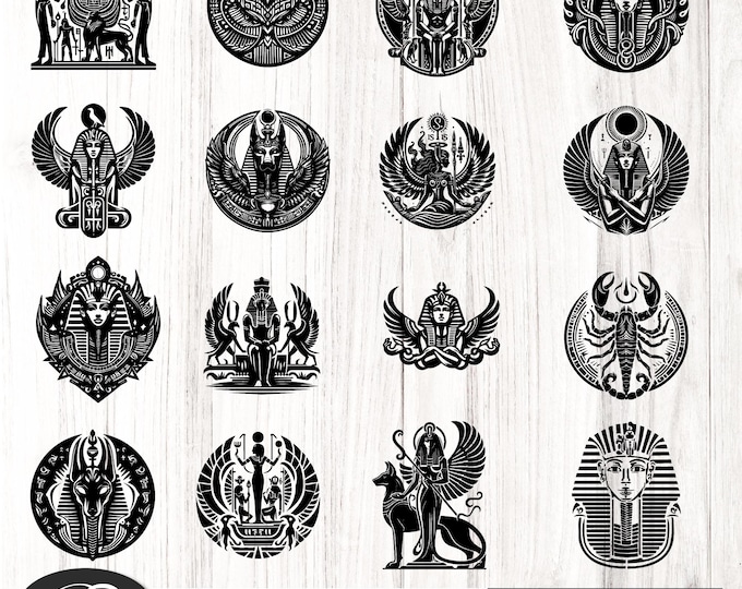 Egyptian Hieroglyphs style SVG & PNG bundle - Digital Cut Files, Eygpt Clipart, Egypt SVG, Egypt clipart, Egypt svg, Egyptian Symbols,