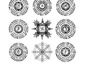 Chakra Affirmation SVG Bundle | Healing Mandala SVG PNG | Spiritual Quotes Cut Files | Yoga Meditation Designs | Cricut Silhouette