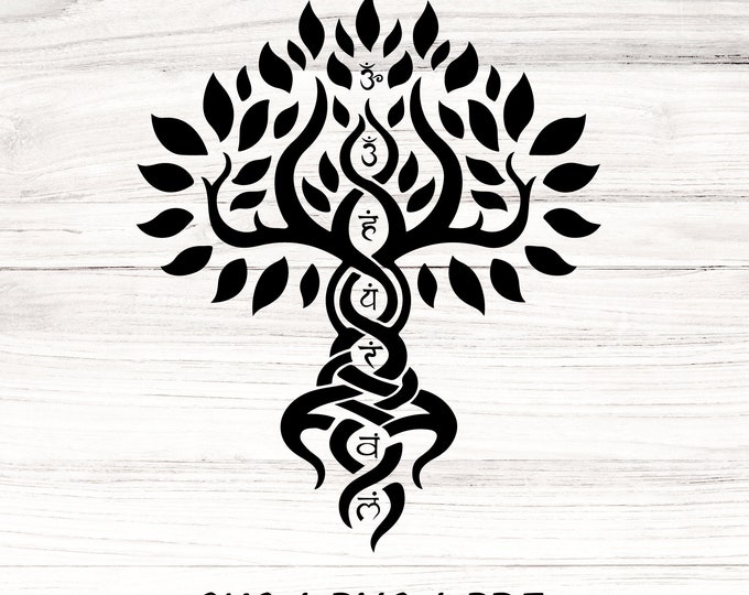 7 Chakras Tree SVG, Namaste Clipart, Yoga SVG, Chakra Symbols SVG, Meditation cut file, Digital Cut File,  Cricut Silhouette Eps Png Dxf