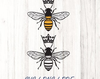 Queen Bee SVG PNG Bundle | Bee Quote SVG | Crowned Honeybee Clipart | Instant Download