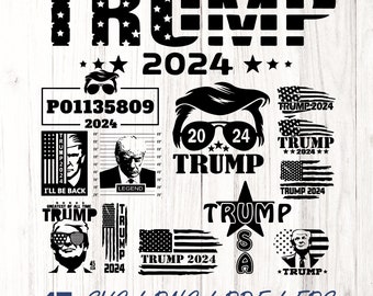 Trump 2024 SVG bundle set of 13 | American flag PNG | Pro America trump cut file | Republican svg | Republican Gifts png | trump decals svg