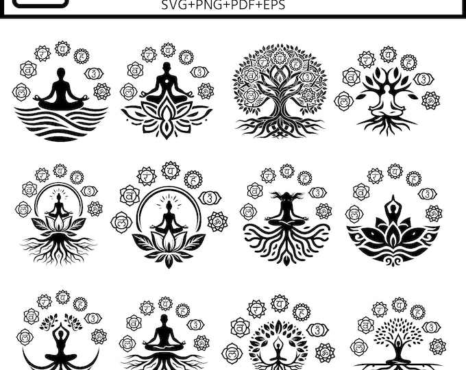 7 Chakras SVG Bundle | Chakra Symbols for Cricut, Silhouette, Laser Cutting & Vinyl Crafts