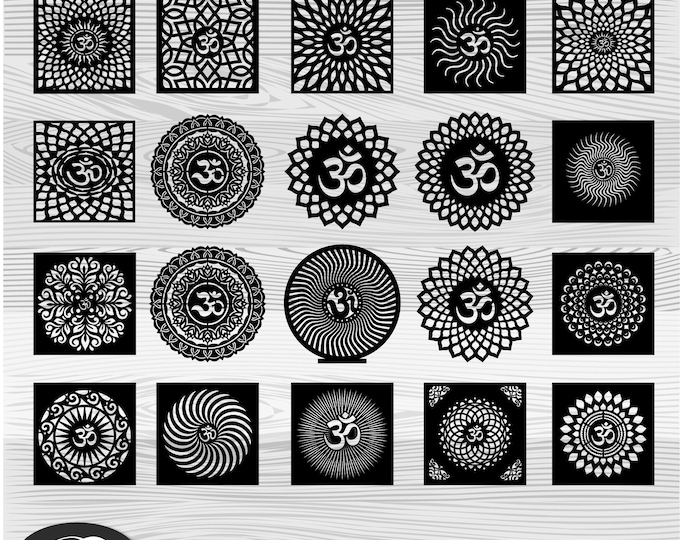 Aum CNC Cut dxf bundle, Cricut Bundle, Ohmcut file, svg, png, Sanskrit Mantra wall décor,  Meditation Aum Design for cnc machine , ohm png