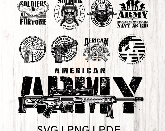 09 US Army & Military  Bundle in SVG, Patriotic Gifts laser cut files, Dxf-Ai-Pdf-Png Multi-layer, Glowforge, American states svg
