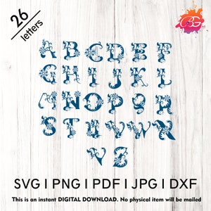 Schmetterlings-Monogramm Alphabet SVG, PNG, Monogramm-Rahmen Alphabet, Schnittdatei für Cricut, Silhouette, 26 Individuelle Schnittdateien