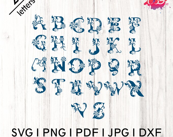 Butterfly Monogram Alphabet SVG, PNG, Monogram Frame Alphabet, Cut File for Cricut, Silhouette, 26 Individual Cut Files