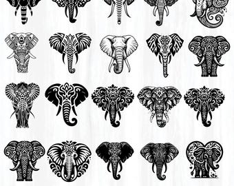 Elephant Mandala SVG Bundle | Tribal Boho Animal Clipart (Digital Download)