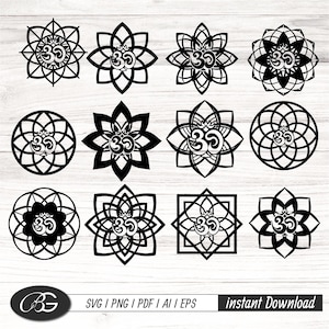 Om aum mandala vintage doré, aum mandala Png, lot de Aum Svg, Mantra dtf Svg, sanskrit dtf Svg, Om Silhouette PNG, fichier de coupe Yoga Dtf