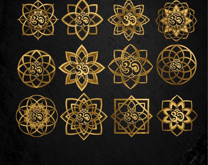 Om aum golden vintage mandala, aum mandala Png, Aum Svg bundle, Mantra dtf Svg, Sanskrit dtf Svg, Om Silhouette  PNG, Yoga Dtf cut file