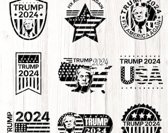 Trump 2024 SVG Bundle: American Flag PNG, Republican Decals (Digital Download)