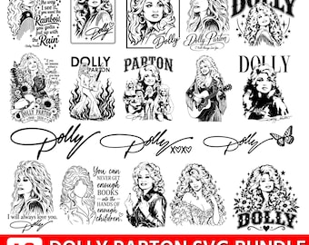Dolly Parton Svg Png Bundle, Rainbow Dolly Parton Quotes Svg, Dolly SVG, Dolly Parton Signature Svg,Western Country girl, Country Singer Png
