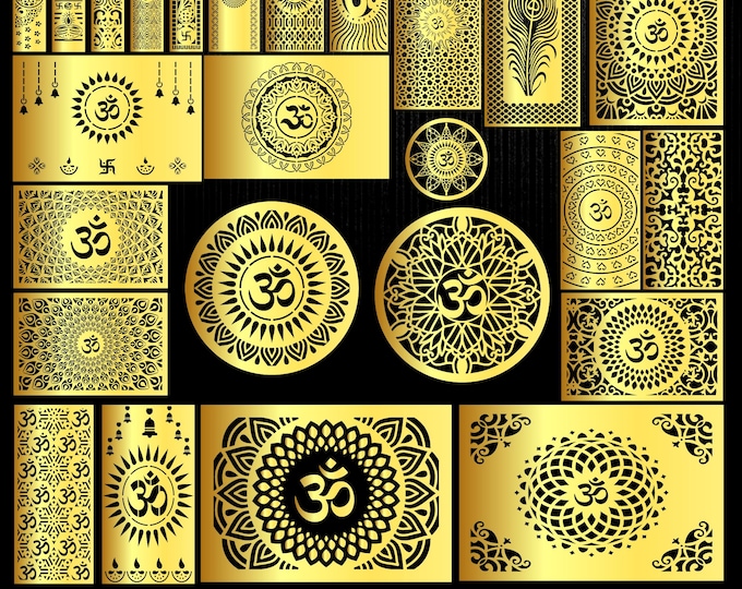 Aum frame SVG dxf Bundle: Yoga & Meditation Laser Cut wall art  frame Files for temple (Digital Download)
