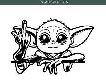 Grogu Middle Finger svg, star wars, The Mandalorian cut file, Baby Alien Cricut Files (Digital Download)