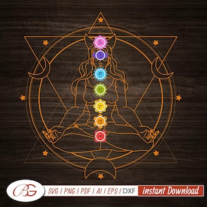 7 Chakras system SVG, Namaste Clipart, Yoga SVG, Chakra Symbols SVG, Meditation cut file, Digital Cut File,  Cricut Silhouette Eps Png Dxf