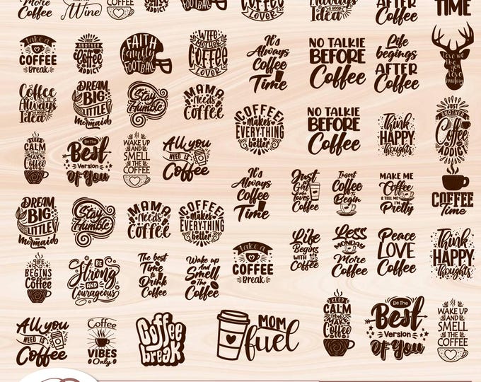 Funny Coffee SVG Bundle | Caffeine Quotes, Coffee Mug Sayings & Cute Coffee Clipart | Instant Digital Download
