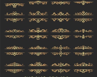 Golden frames bundle, Border-frames, Wedding invite card, Gold border, floral clipart PNG, Instant download, vintage border, luxury png