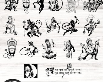 Lord Hanuman SVG PNG Bundle: Hindu God Cut Files (Digital Download)