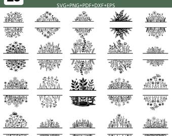 Botanical Split Monogram SVG Bundle: DIY Home Decor & Crafts (Digital Download)