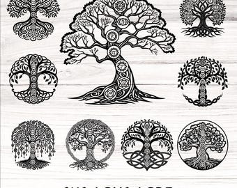7 Chakras Tree SVG Bundle | Spiritual Chakra Cut Files | Yoga Meditation Symbols for Cricut & Silhouette