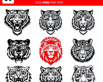 Game Day Tiger SVG Bundle | Sports Team Spirit Mascot Cut File (Digital Download)